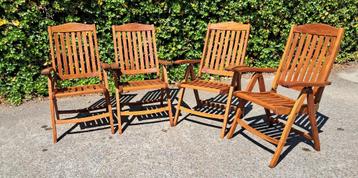4 Teakhouten standenstoelen merk Blauwe Ven, inklapbaar beschikbaar voor biedingen