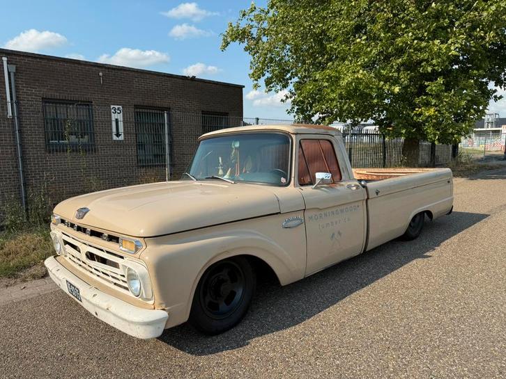 Ford F100 Fleetside Longbed 1966 LPG Airride NL kent, Auto's, Oldtimers, Bedrijf, Ford USA, Benzine, Overige carrosserieën, Handgeschakeld