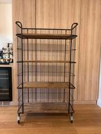 Industriële Stellingkast met Wielen - Zwart/Hout, Ophalen, Gebruikt