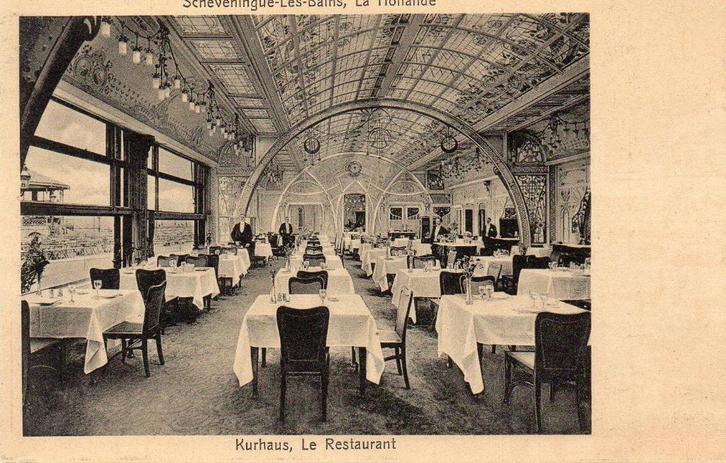 Scheveningen - Interieur restaurant Kurhaus, Verzamelen, Ansichtkaarten | Nederland, Ongelopen, Zuid-Holland, Voor 1920, Ophalen of Verzenden