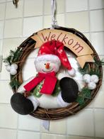 Kerstversiering, deurkrans Welkom, sneeuwpop, doorsn.36 cm, Diversen, Kerst, Ophalen of Verzenden
