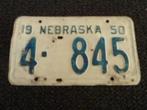 Kentekenplaat licenseplate Nebraska 1950 USA, Auto's, Gebruikt, Ophalen of Verzenden