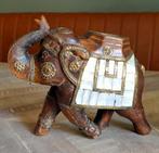 Vintage olifant hout / parelmoer, Ophalen of Verzenden