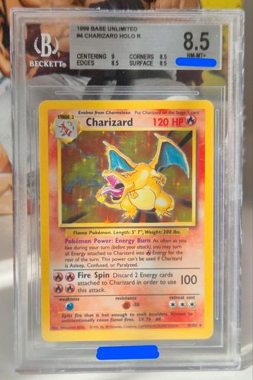 Beckett 8.5 - Charizard #4 (1999 Pokemon Base Set) beschikbaar voor biedingen