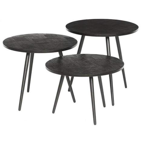Salontafel set Delano Zwart - Nu Van €259.- Voor €129.- !, Huis en Inrichting, Tafels | Salontafels, Nieuw, Minder dan 50 cm, 50 tot 100 cm