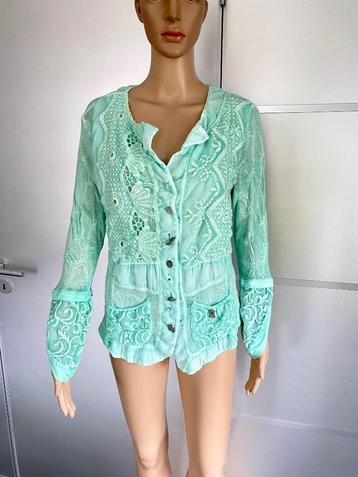 J338 Elisa Cavaletti maat S=36/38 vest vestje mint-groen beschikbaar voor biedingen