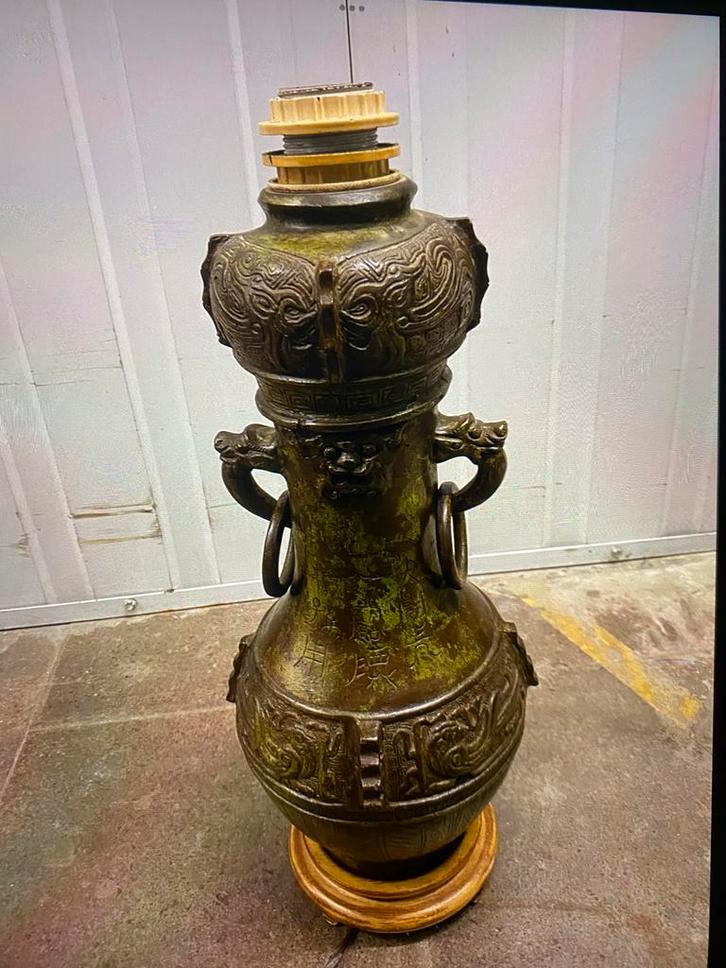 Antieke Bronzen Lamp met Oosterse Motieven, Antiek en Kunst, Antiek | Lampen, Ophalen