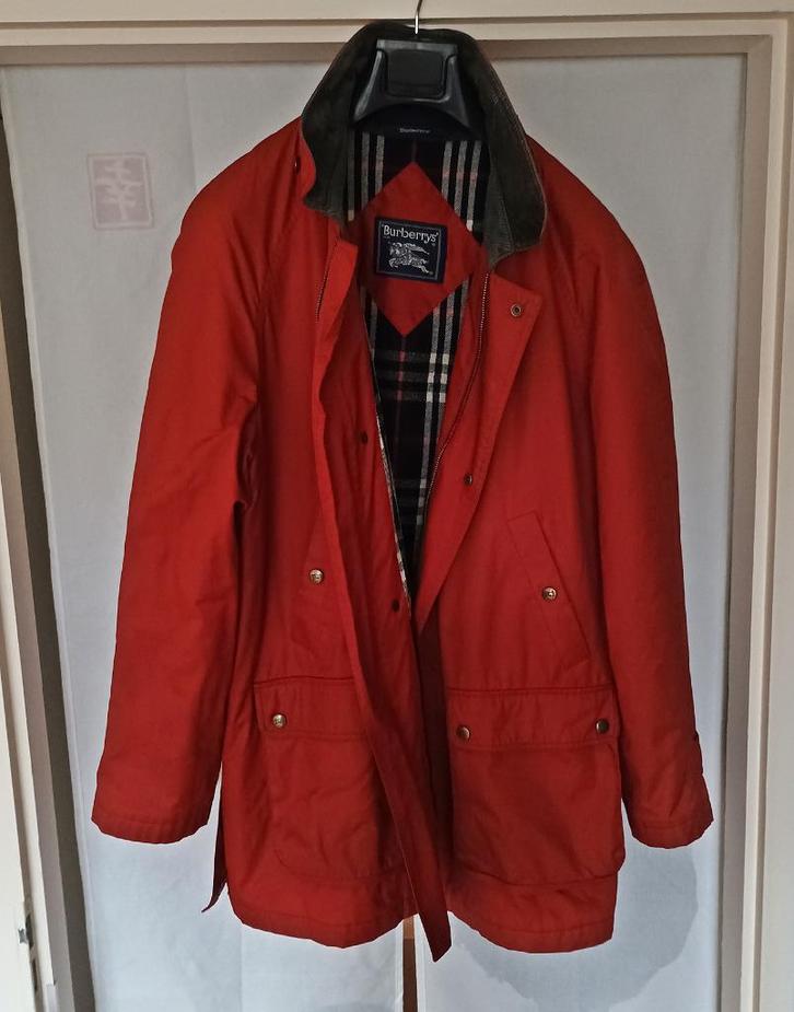 vintage Burberry's parka donkerrood, zeer goed, mt L 52 / 54, Kleding | Heren, Jassen | Winter, Gedragen, Maat 52/54 (L), Rood