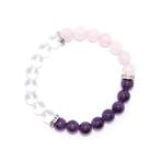 Armband Bergkristal Amethist Rozenkwarts - Gouden driehoek, Ophalen of Verzenden, Mineraal