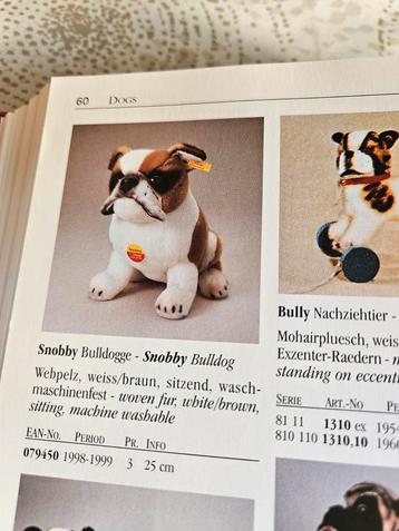 Vintage Steiff Snobby Buldog 25cm - Met Label! beschikbaar voor biedingen