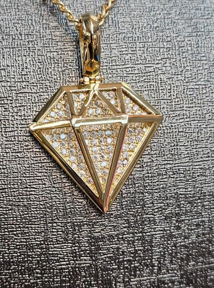 Prachtige 14k gouden hanger Diamant form, Sieraden, Tassen en Uiterlijk, Kettinghangers, Nieuw, Goud, Goud, Ophalen of Verzenden