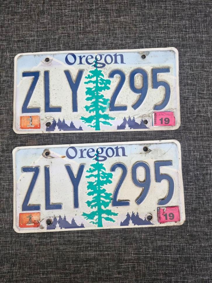 Kentekenplaat SET Oregon USA 2 nummerborden nummerplaten, Verzamelen, Automerken, Motoren en Formule 1, Ophalen of Verzenden