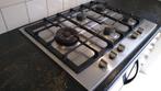 RVS 5 pits kookplaat 71cm wokbrander en elek. vonkontsteking, 5 kookzones of meer, Gebruikt, Energieklasse A of zuiniger, Inbouw