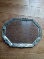 Dienblad met opengewerkte rand, Ophalen of Verzenden, Gebruikt, Ovaal, Metaal