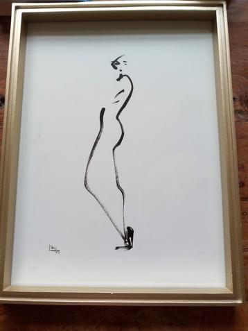 Minimalistische tekening van vrouwelijk figuur beschikbaar voor biedingen