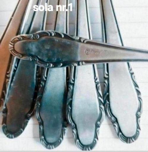 Barokke Sola relief platte bewerkte handvatten 18/10, Antiek en Kunst, Antiek | Bestek, Ophalen of Verzenden