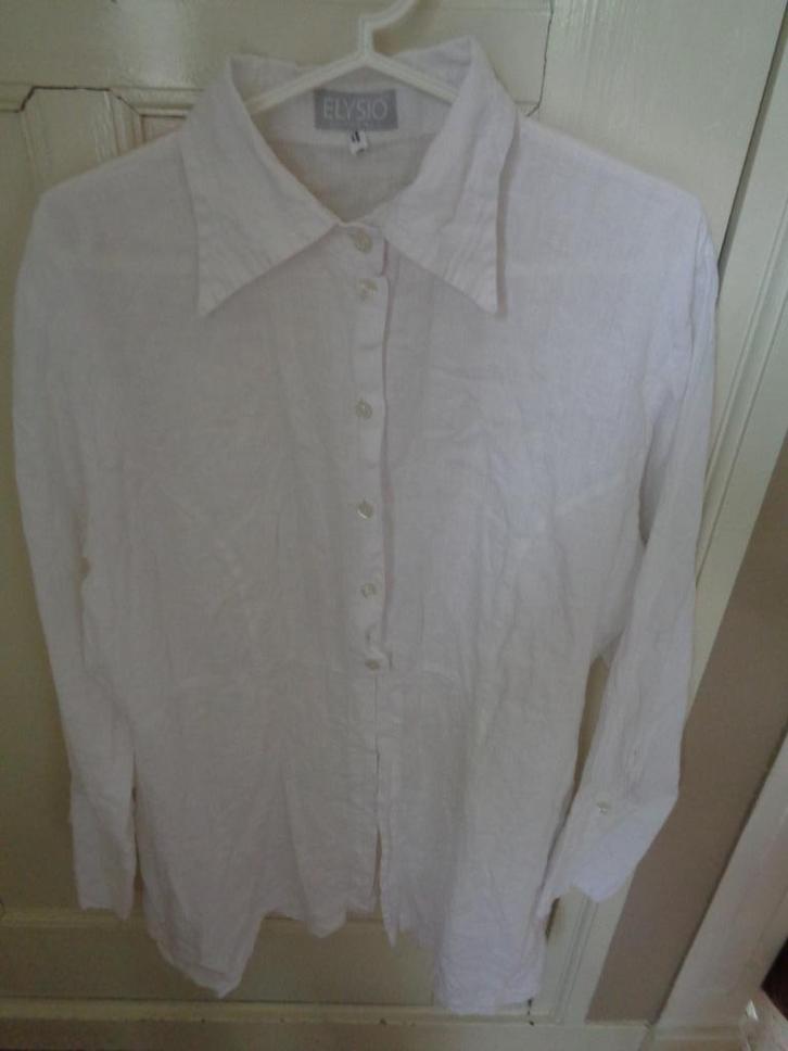 Elysio linnen blouse:mt 46, Kleding | Dames, Blouses en Tunieken, Zo goed als nieuw, Maat 46/48 (XL) of groter, Wit, Ophalen of Verzenden