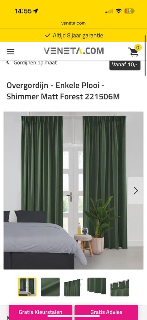 Groene gordijnen veneta 4x 70 breed 242 lang verduisterend, Huis en Inrichting, Stoffering | Gordijnen en Lamellen, Zo goed als nieuw