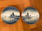 Twee bordjes Hollands molenlandschap Société Céramique, Ophalen of Verzenden