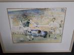 Aquarel "voetbal" in lijst achter glas, Ophalen of Verzenden