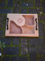 Houten schaal met smeedijzer handvaten, Huis en Inrichting, Ophalen of Verzenden, Zo goed als nieuw, Hout, Schaal