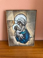 Opaline glas icoon Maria met kind – religieuze wanddecoratie, Ophalen of Verzenden