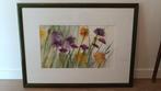 Aquarel(?) schilderij met passe partout in luxe groene lijst, Antiek en Kunst, Ophalen