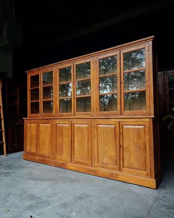 Grote brede teakhouten winkelkast | 309cm breed #2348 beschikbaar voor biedingen