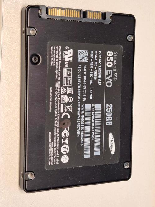 Samsung 850 EVO 250GB SSD 2,5" Sata, Computers en Software, Harde schijven, Gebruikt, Laptop, Intern, SSD, SATA, Verzenden