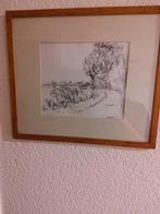 Penteekening Landschap met Bomen, Antiek en Kunst, Kunst | Etsen en Gravures, Verzenden