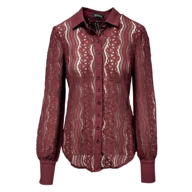 Mi Piace MP202352 | kanten blouse | Burgundy, Kleding | Dames, Blouses en Tunieken, Nieuw, Maat 42/44 (L), Overige kleuren, Ophalen of Verzenden