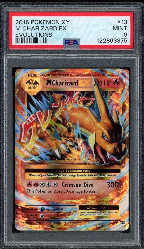 M Charizard EX PSA 9 - 13/108 - XY - Evolutions 2016, Hobby en Vrije tijd, Verzamelkaartspellen | Pokémon, Zo goed als nieuw, Losse kaart