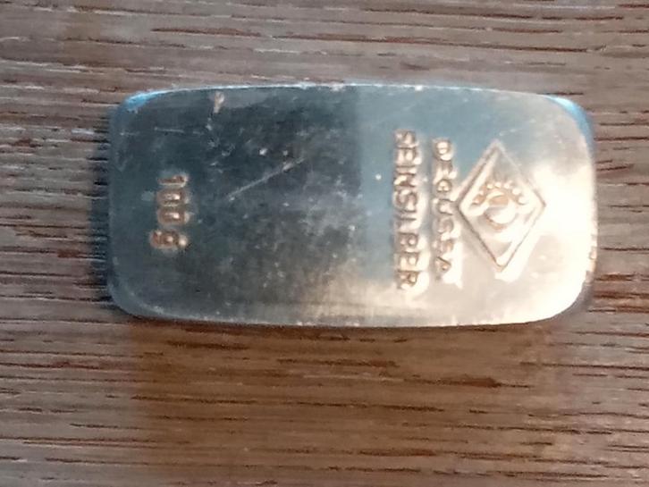 Degussa 100 gram 999 Zilverbaar, Postzegels en Munten, Edelmetalen en Baren, Zilver, Verzenden