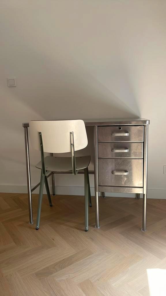 Vintage rvs bureau, Huis en Inrichting, Bureaus, Gebruikt, Bureau, Ophalen