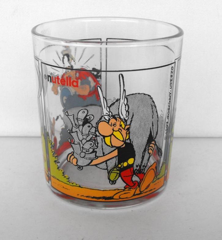 Asterix en Obelix Glas Nutella met everzwijnen, Verzamelen, Stripfiguren, Zo goed als nieuw, Beeldje of Figuurtje, Asterix en Obelix