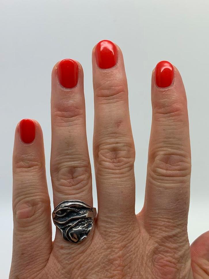 X277 Prachtige zilveren brutalist ring maat 18, Sieraden, Tassen en Uiterlijk, Ringen, Dame, 18 tot 19, Zilver, Zilver, Ophalen of Verzenden