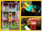 Vintage Barbie huis + camper + zwembad jaren 70 met dozen, Ophalen of Verzenden, Gebruikt, Poppenhuis