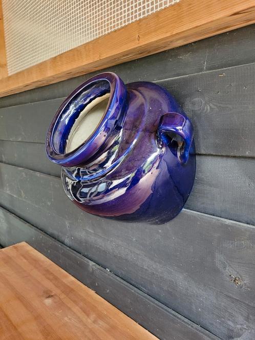 Blauwe Wandbloempot - Aardewerk, Tuin en Terras, Bloempotten, Gebruikt, Aardewerk, Binnen, Balkon, Tuin, Minder dan 40 cm, 25 tot 40 cm