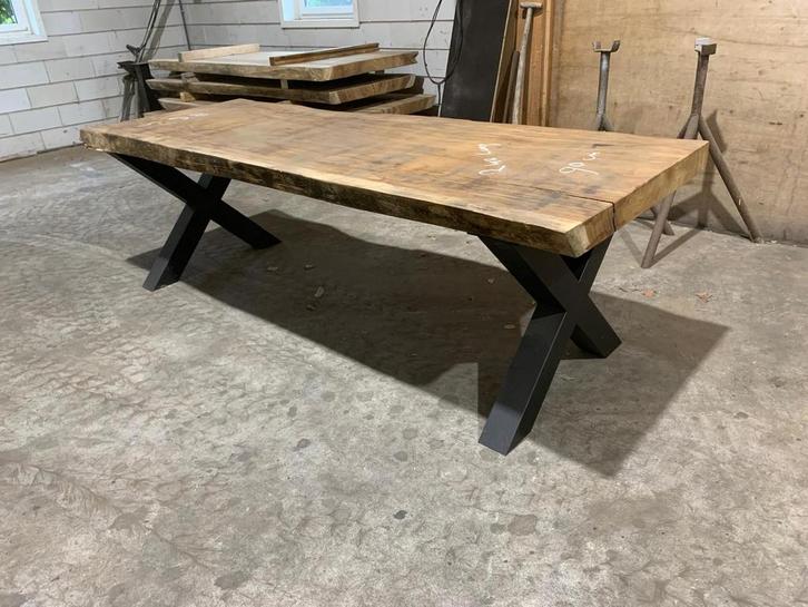 BOOMSTAMTAFEL SUAR MET XPOOT 240cm, Huis en Inrichting, Tafels | Eettafels, Nieuw, 50 tot 100 cm, 200 cm of meer, Vijf personen of meer