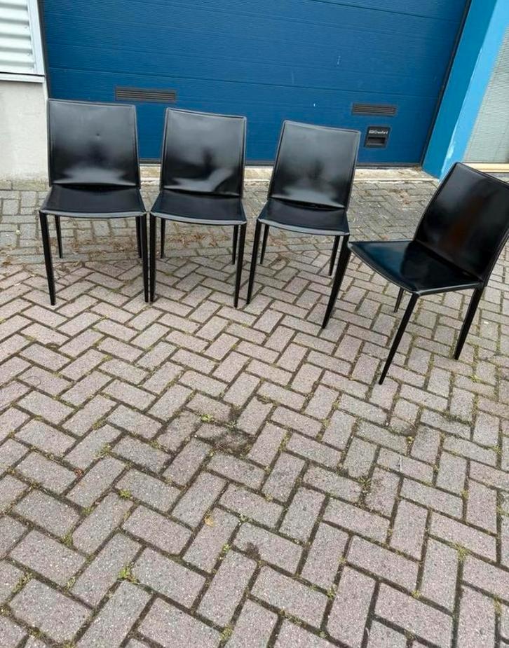 4 zwarte Bontempi Casa Stoelen - Stijlvol & Comfortabel, Huis en Inrichting, Stoelen, Zo goed als nieuw, Vier, Metaal, Zwart, Ophalen of Verzenden