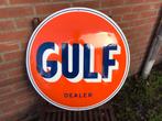 Groot GULF emaille reclamebord, Ophalen, Gebruikt, Reclamebord