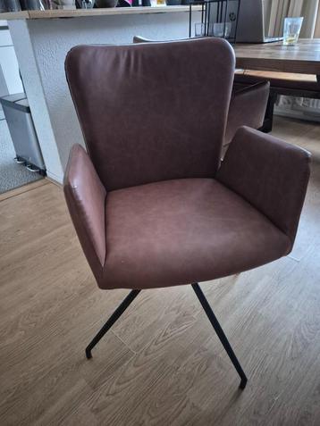 Eetkamerstoelen lederlook cognac draaibaar 3 nieuw beschikbaar voor biedingen