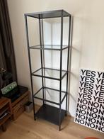 VITTSJÖ Stellingkast, zwartbruin/glas 51x175cm, Ophalen, Zo goed als nieuw