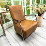 Jess Design - Bari fauteuil in cognac leer, Huis en Inrichting, Fauteuils, Ophalen, 75 tot 100 cm, Metaal, J