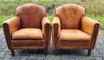 2x compacte schapenleren fauteuil + BEZORGING GRATIS, Huis en Inrichting, Fauteuils, Gebruikt, Art deco, ., Ophalen of Verzenden