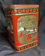 Groot oud vintage blik Japans decor, geisha, bloesem, Verzamelen, Blikken, Ophalen of Verzenden, Gebruikt, Overige, Overige merken