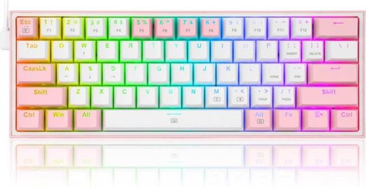 Toetsenbord REDRAGON Fizz K617 roze, Computers en Software, Toetsenborden, Zo goed als nieuw, Qwerty, Bedraad, Gaming toetsenbord