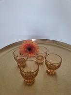4 schattige oude antieke glaasjes oudroze, Ophalen of Verzenden