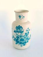 Porcelanas Íbis vaas, turkoois floraal, crème, Portugal, 60s, Overige kleuren, Aardewerk of Porselein, Ophalen of Verzenden, Zo goed als nieuw