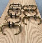 7x Deurklinken ANTIEK ‘Klein Gouden Stierenhoorn’ deurbeslag, Ophalen of Verzenden, Koper of Messing, Klink of Kruk